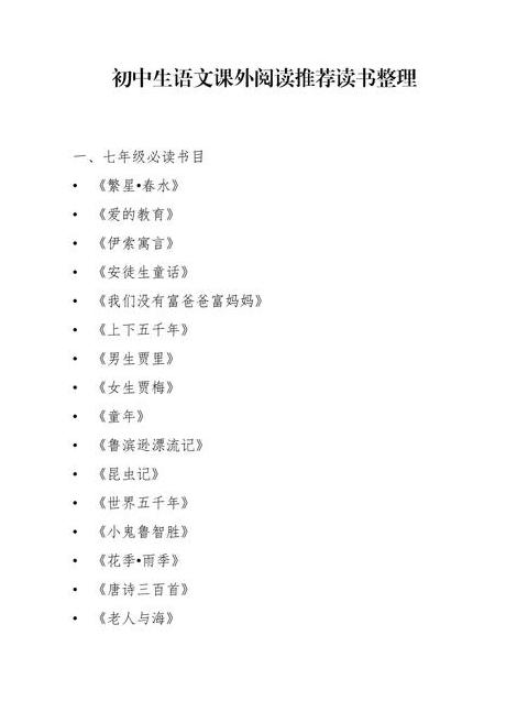 初中生必读课外书籍推荐清单