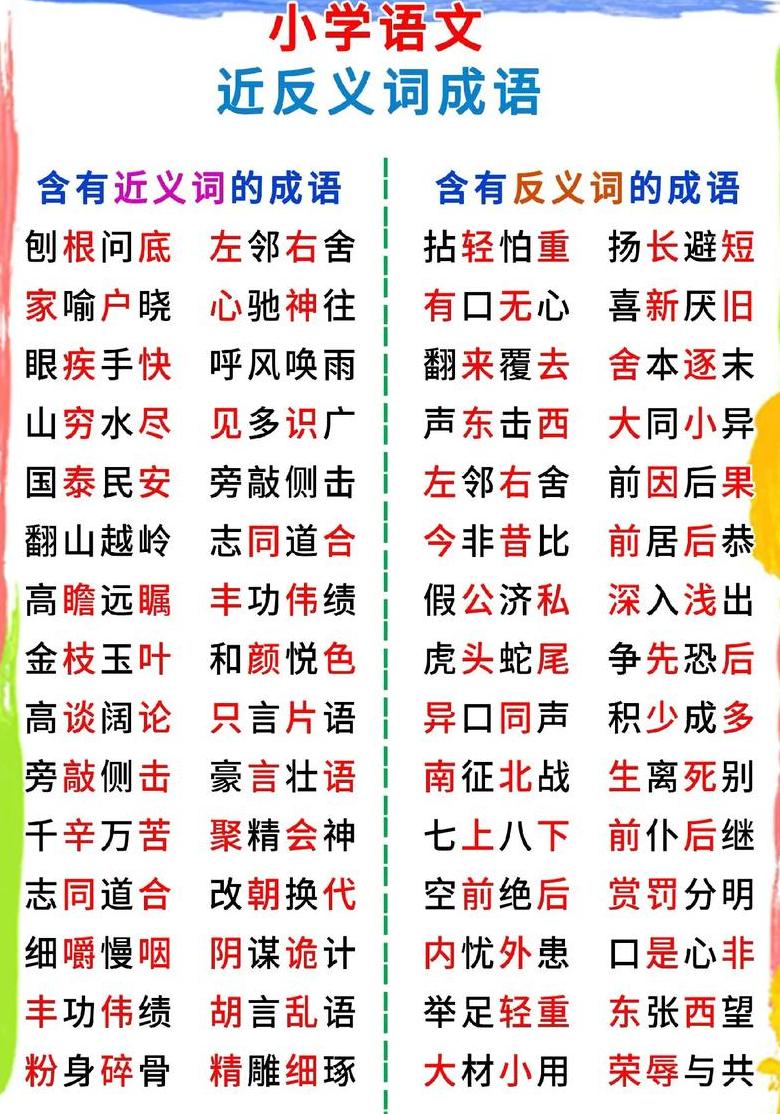 成语近义词与反义词解析大全